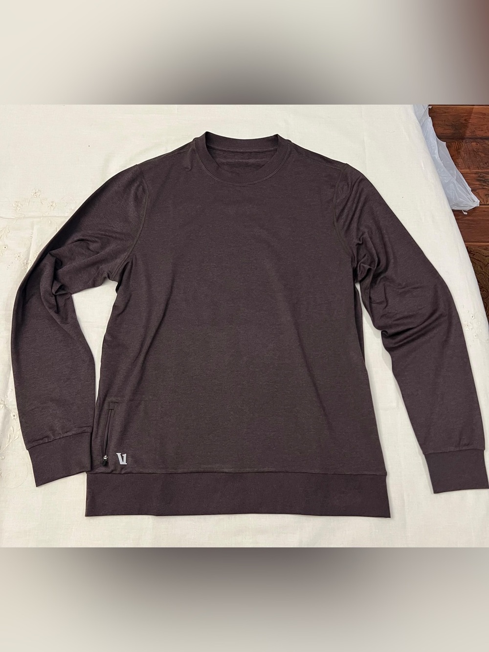 Vuori Ponto Performance Crewneck Pullover | Men’s Large | Brown Long Sleeve - Picture 2 of 7